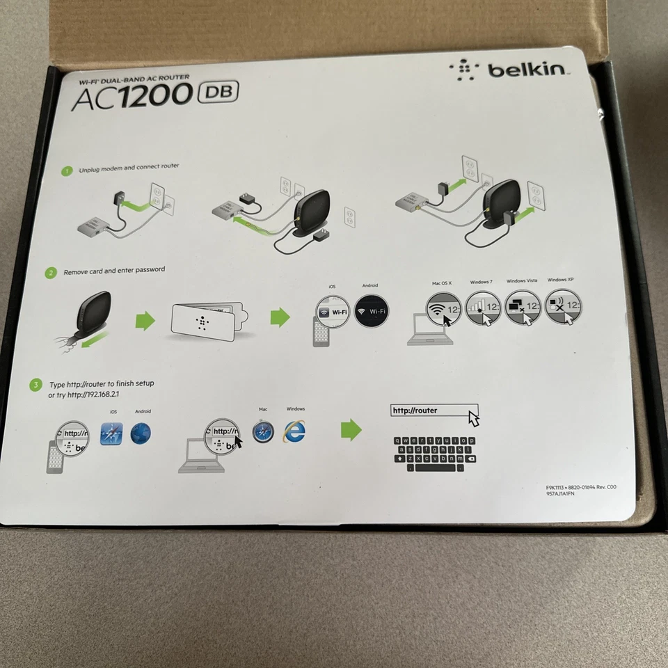 Belkin AC 1200 DB Wi-Fi Dual-Band AC+ Gigabit Router (F9K1113) - No Power Cord - Image 3 of 4