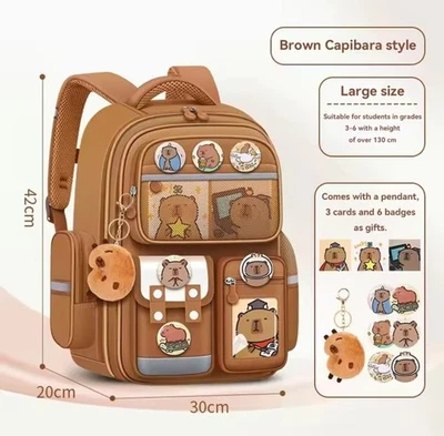 Capybara-Schultasche,Wasserdicht Rucksack,Große Kapasität,Lindert Belastung - Bild 1 von 4