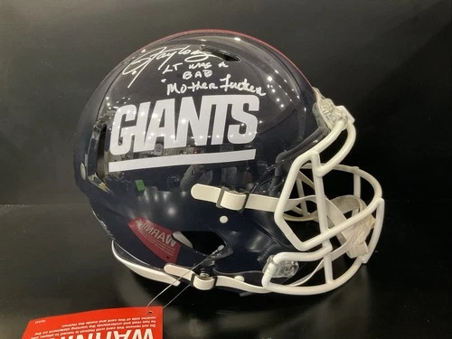 Lawrence Taylor Autographed Signed New York Giants FS Auth Helmet LT BAD MF INSC