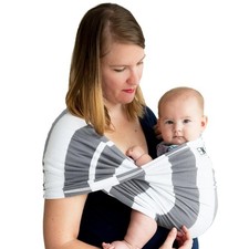 Baby K'tan Print Baby Wrap Carrier, Infant and Child Sling-Charcoal Stripe