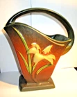 Vintage Roseville Pottery Zephyr Lily Handled Basket Sienna  394-8”