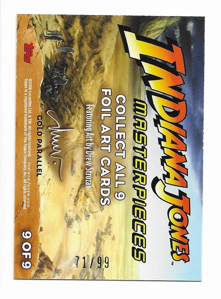 2008 TOPPS INDIANA JONES MASTERPIECES GOLD PARALLEL #71/99 DREW STRUZAN 9 of 9 - Image 2 of 2