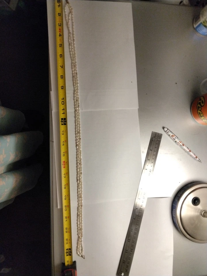 Collar de 3 hilos de oro y perlas de 14k Foto 3 de 4