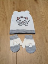 Mädchen Set Mütze Handschuhe Disney C&A 50-51 18-24 Monate Weiss,Grau Aristocats