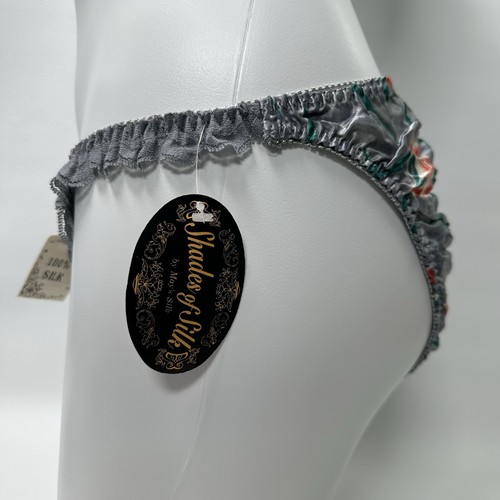 Vintage Shades Of Silk String Bikini Panties Size L Lace Floral 100% Silk NWT - Picture 7 of 15