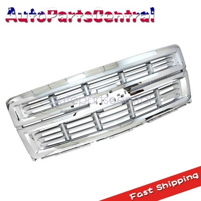 Fit 2014-15 Chevrolet Silverado 1500 Front Grille Grill Chrome With Silver Mesh