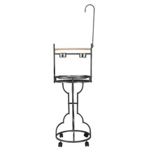 Bird Stand Rack with Solid Wood Perch Feeding Bowls Waste Tray Toy Hook,Casters