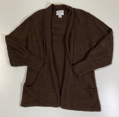 Vintage Side Effects Open Cardigan Sz M Textured Brown Cottagecore 90s