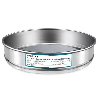 304 SS Lab Sieve Screen 200 Mesh 0.075mm Aperture Test Sieve 12 Inch 30cm