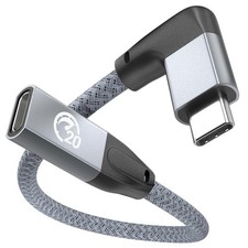 Right Angle USB C Extension Cable 0.6FT, USB-C 3.2 Male to Female Cable GRAY