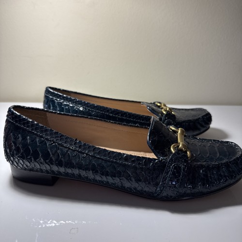 Coach Loafer Womens 39 US 8.5 EVE Horse Bit Dark Green Slip On Shoes Logo - Picture 5 of 12