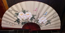 Original Handpainted Traditonal Chinese Folding Hand Fan 47” Large Decoration