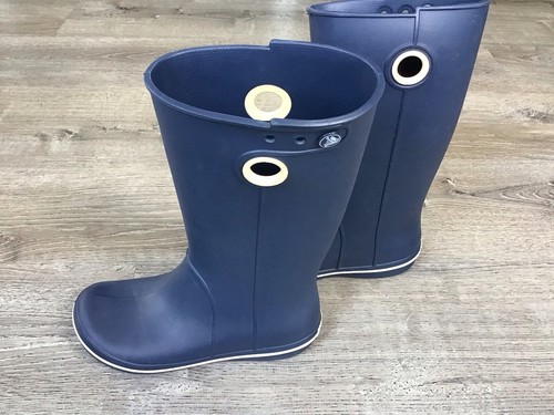 Crocs Jaunt Tall Womens Size 6 Rain Boots Navy Blue Rubber Waterproof Boot - Picture 4 of 11