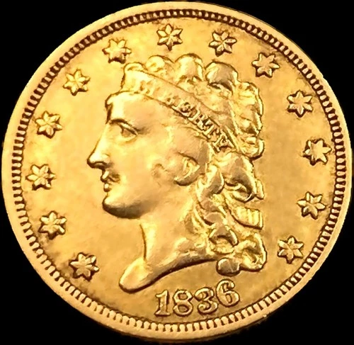 1836 $2.50 Gold Quarter Eagle Coin CHOICE AU