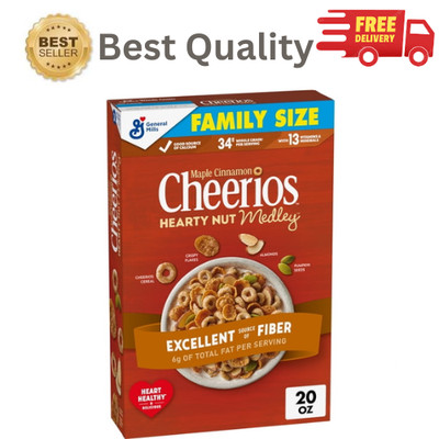 Cheerios Hearty Nut Medley Maple Cinnamon 20oz Family Size Breakfast Cereal