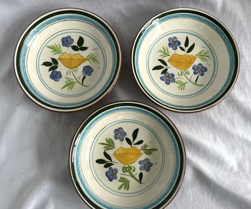 STANGL Pottery  A Country Garden set of 3 coupe cereal bowls.  7 3/4"