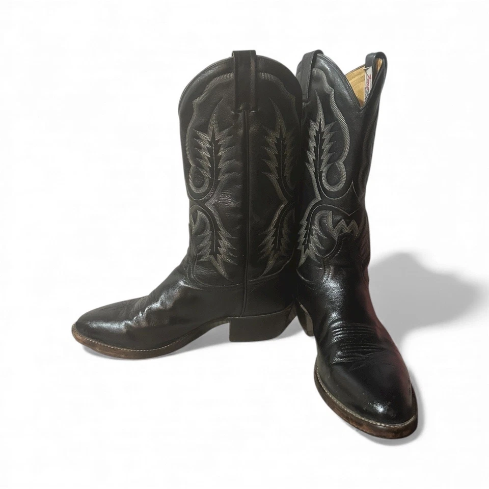 Botas de Vaquero Vintage Años 80 90 Tony Lama Para Hombres 9 EEE Etiqueta Blanca Bordadas Foto 4 de 4