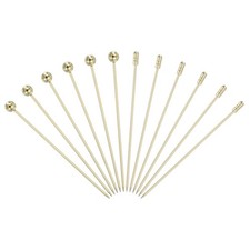 12 Pcs Stainless Steel Cocktail Picks, 4.33" Gold (Bead/Cylinder)