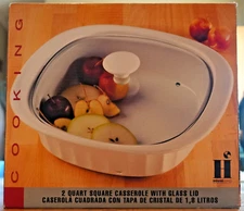 Housewares International 2 Quart Stoneware Casserole Dish with Glass Lid