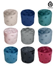 Pouf in velluto capitonné, poggiapiedi mod. Honey