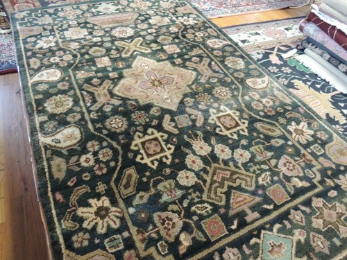 3x5 AGRA Jaipur Oriental Area Rug wool Green Rust Brown Geometric - Picture 7 of 10