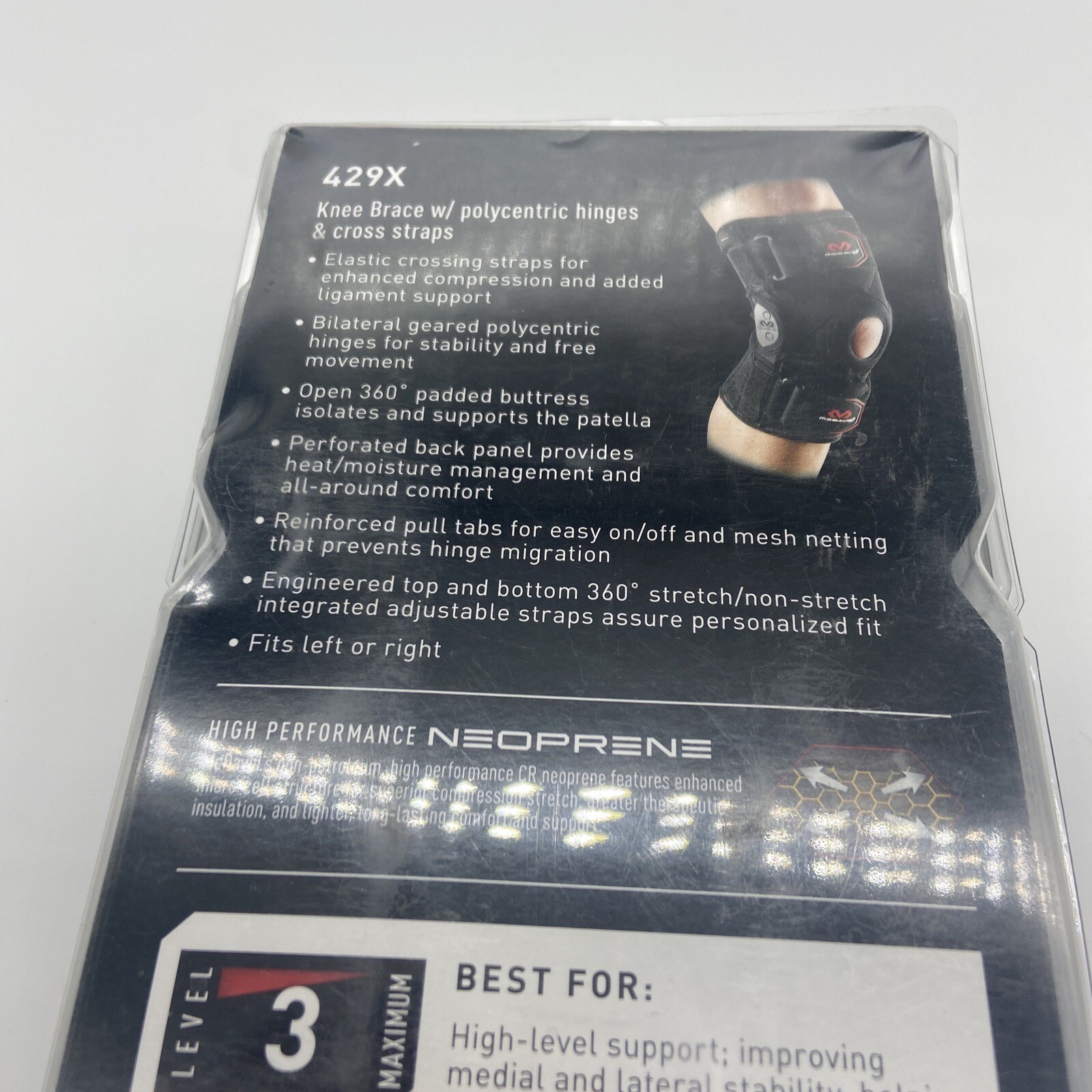 MCDAVID Adult Hinged Knee Brace With Cross Straps 429x Size XL Black