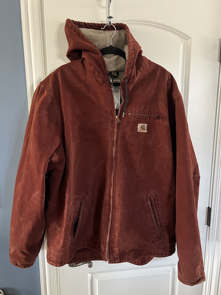 Vintage Carhartt J141-CLY Clay Hooded Work Jacket Burnt Red Vintage Carhartt J141-CLY Clay Hooded Work Jacket Burnt Red