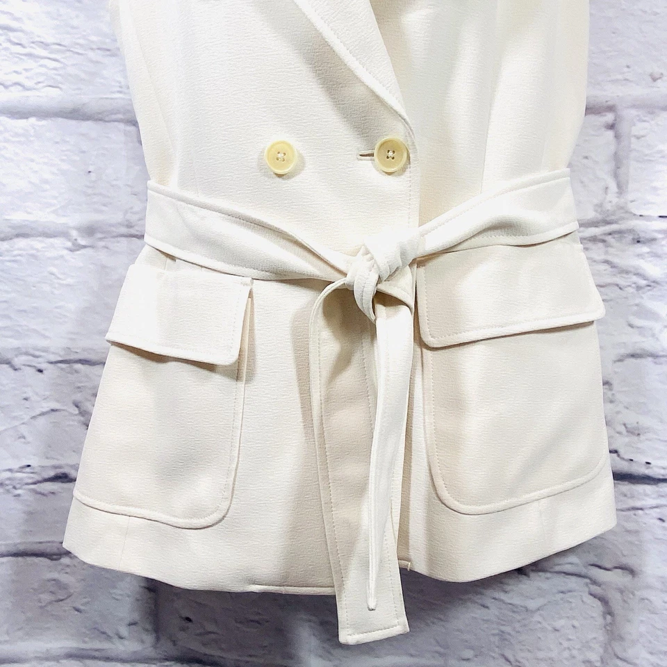 Anne Klein Vest Women’s 12 Off White Double Breasted Tie Front New - Image 3 of 4