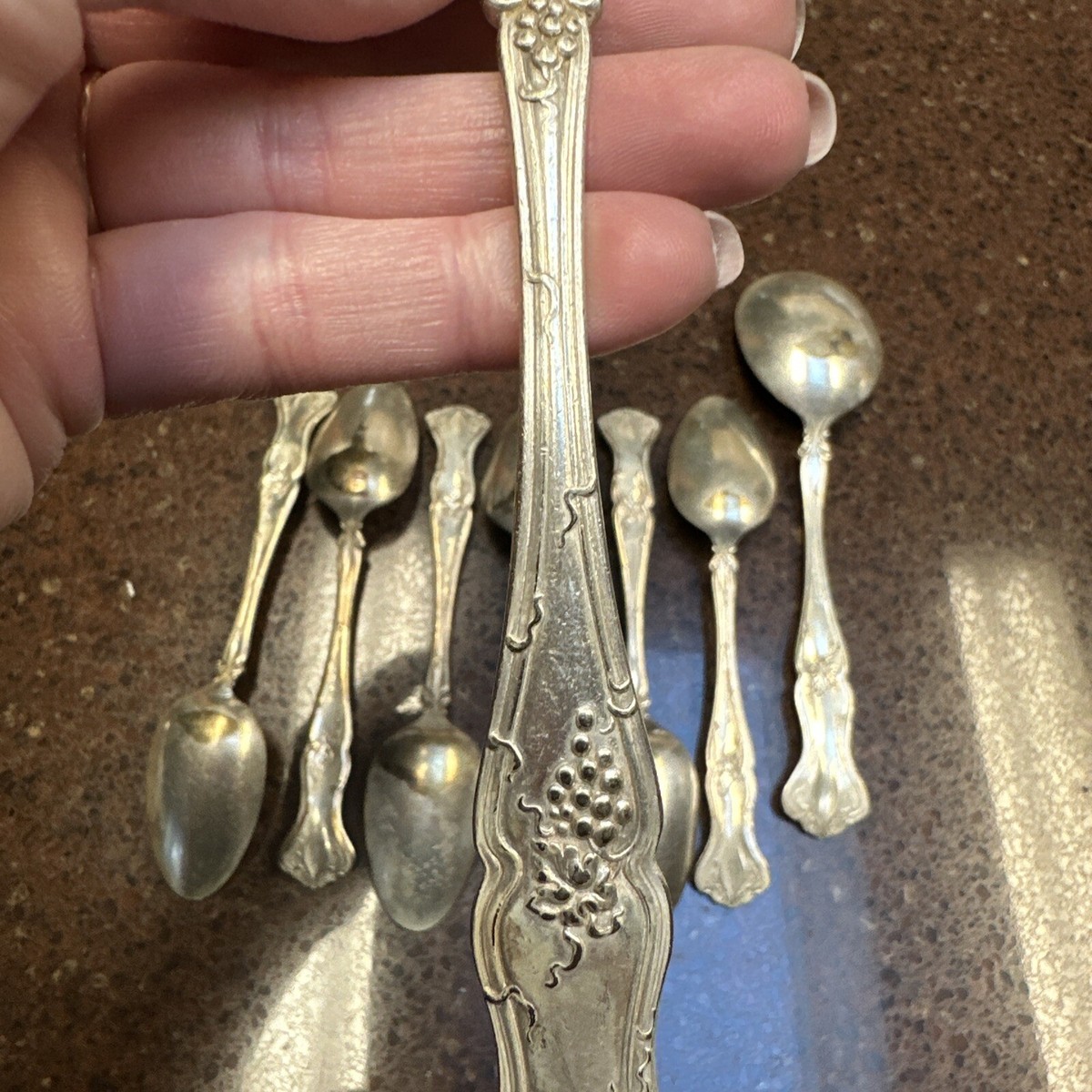 1847 Rogers Bros Vintage Grape Set Of 6 Spoons And 2 Large Serving
