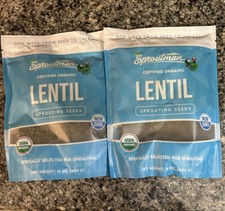 Set Of 2 Sproutman bags of 1lb /16oz ORGANIC LENTILS SPROUTING SPROUT SEEDS