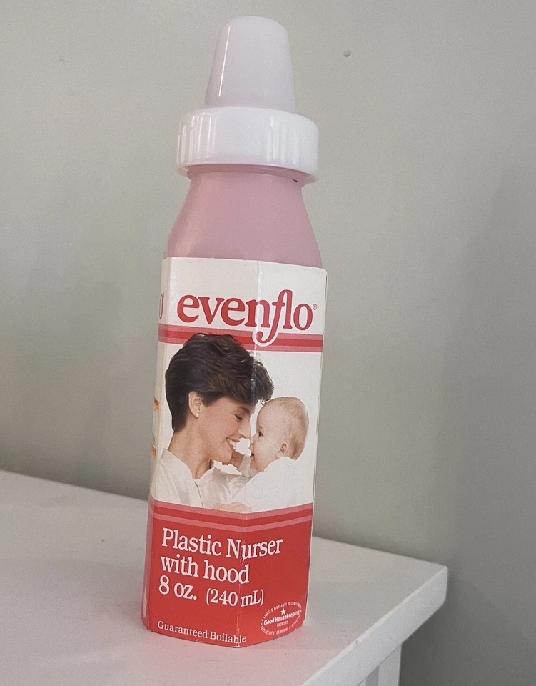 Evenflo 1996 8 OZ biberón pezón y tapa biberón de plástico rosa paquete original Foto 2 de 4