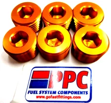 1/8"  NPT Pipe Plugs  Aluminum w/ allan head 6 per pkg Gold anodized aluminum