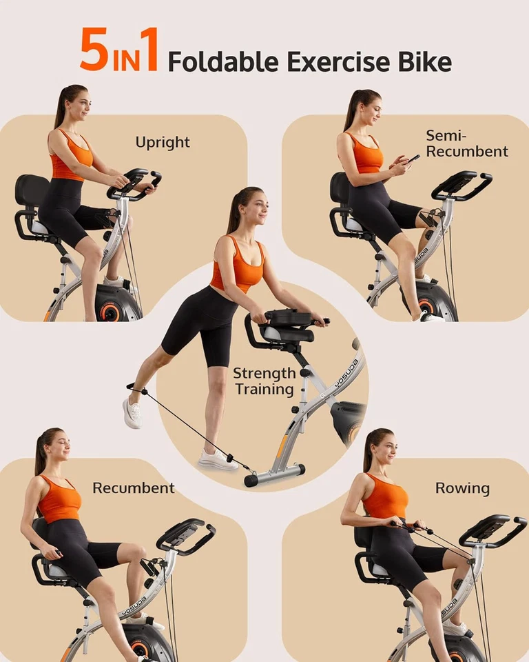 YOSUDA Folding Exercise Bike - Foldable Stationary Bike for Home Gym Workout - Image 2 of 4