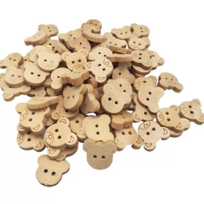 Teddybär Kopf Holzknöpfe Stricken Nähen Häkeln Handwerk 13 mm & 18 mm