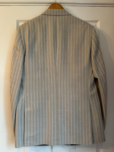 Chaqueta Blazer Brook Taverner Para Hombres Lana y Algodón Beige Rayas 38"R - Imagen 6 de 6