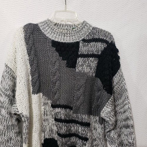 Handknit Oakton Limited Gray White Black Men's Sweater XL - Picture 5 of 11