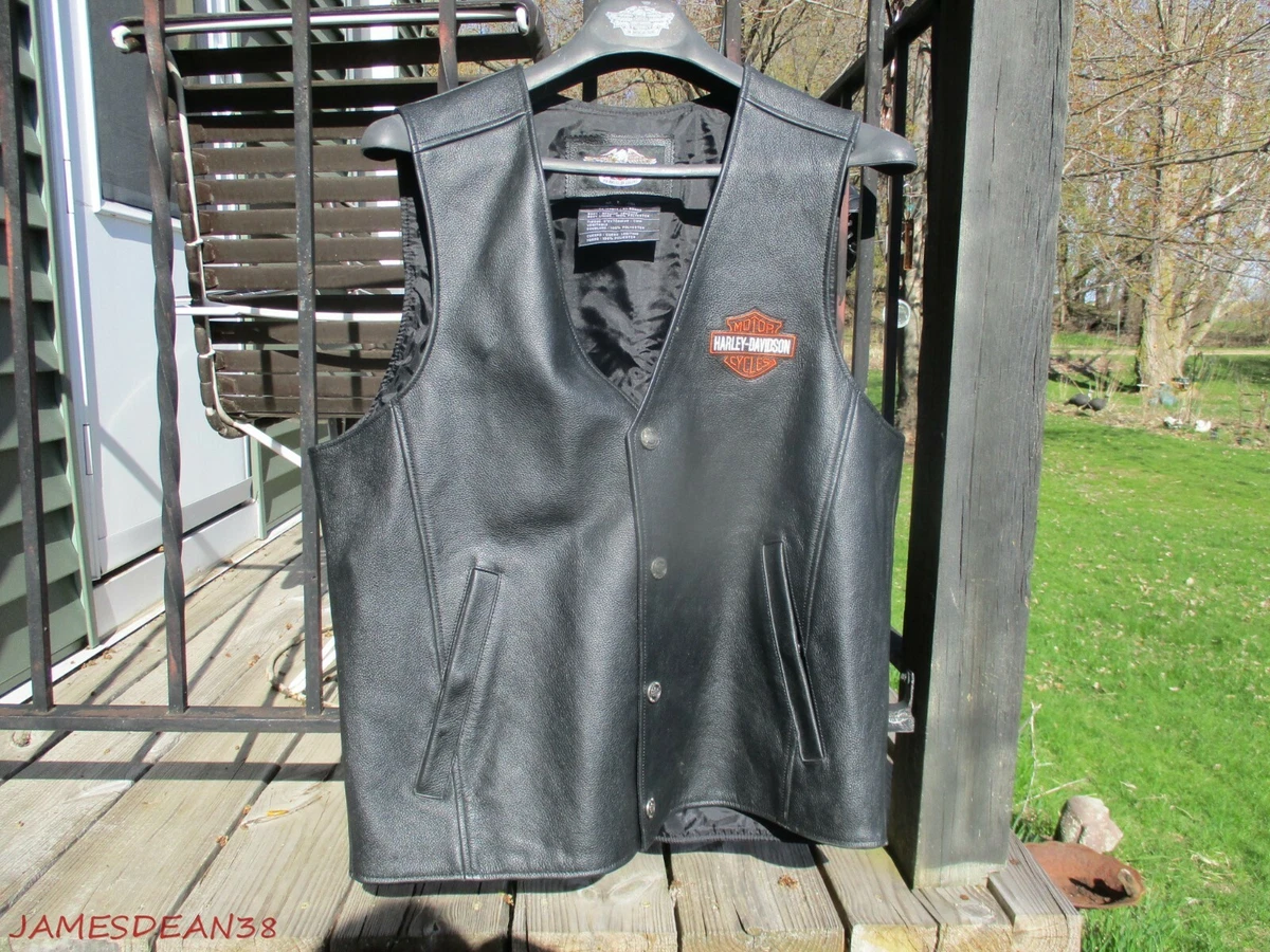 Harley Davidson Bar And Shield Leather Vest OEM GENUINE Men s L eBay