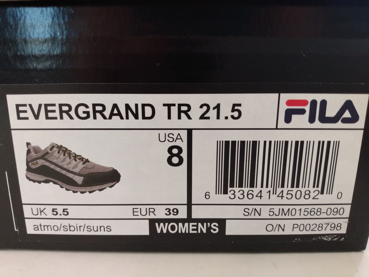 Fila Running Shoes Womens Size 8 Evergrand TR 21.5 5JM01568