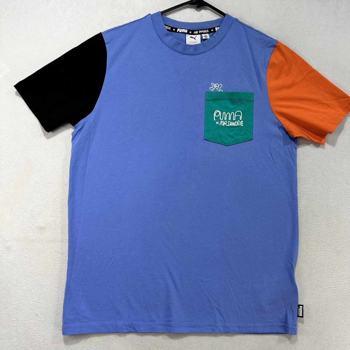 Puma x Mr Doodle Pocket T-Shirt Medium Rare Multi Color Blue Men Women |  eBay