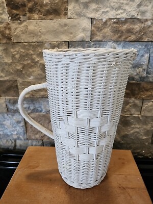 Vintage White Wicker 12'' Beverage Pitcher No Lid As Shown