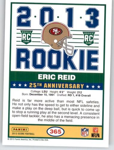 2013 Score Green Border Eric Reid Rookie RC Parallel NFL 49ers #365 - Picture 2 of 2