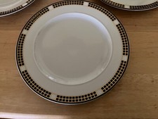Bulgari Quadri black gold white 8 3/4 salad plate one left no box Rosenthal