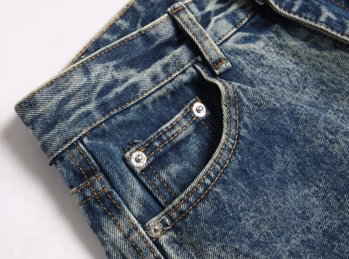 Men's Blue Denim Jeans Straight Leg Pockets Punk Hip Hop Pants Trousers Casual - Picture 3 of 6