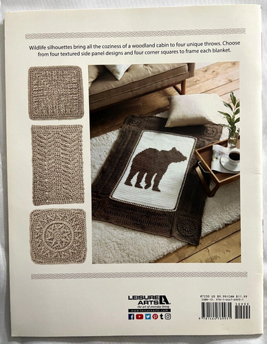 Wildlife Cable Afghans Crochet Patterns Book Moose Deer Stag Wolf Bear 36"x45" - Picture 2 of 14