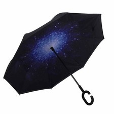 Regenschirm umgedreht Outer Space Stockschirm doppellagig Sturmfest Windsicher