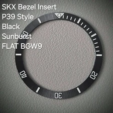 Bezel Insert SKX007 Ceramic BGW9 (P39 style) / Flat / Black Sunburst - SEIKO MOD