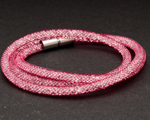 Wickelarmband Netzschlauch Damen Glitzer Strasssteine Magnetverschluss - Bild 6 von 7