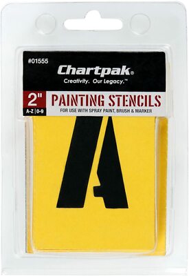 Chartpak, CHA01555, Painting Letters/ Numbers Stencils, 35 Set, Yellow, 2 Inches