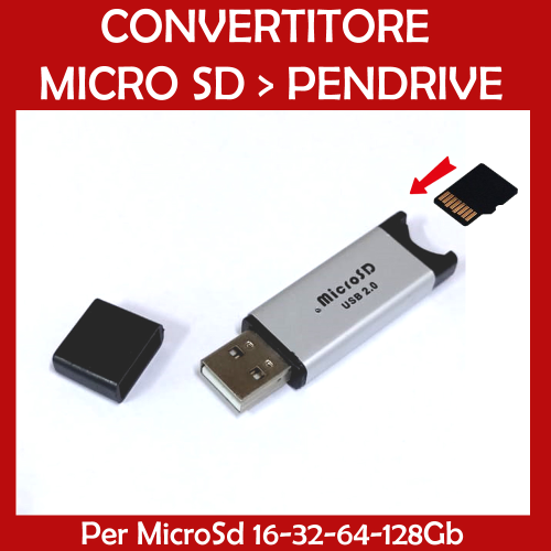 Adattatore da Micro SD a Pendrive USB - per Microsd 16gb 32gb 64gb 128gb 256gb - Picture 1 of 4