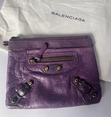 Balenciaga 2009 Raisin Purple Leather Coin Purse UK